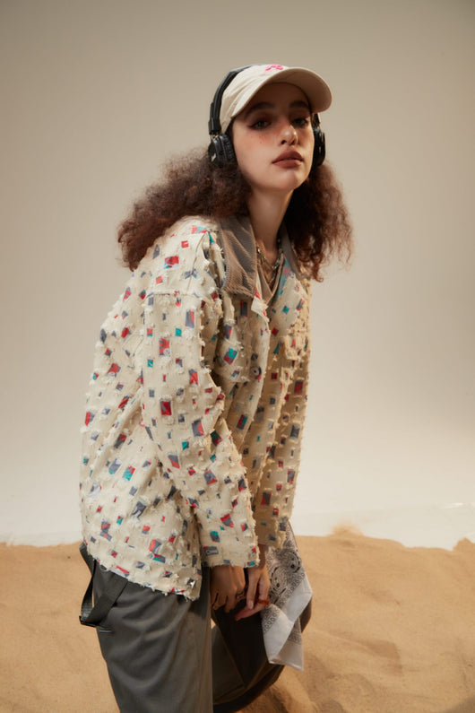 Chaqueta Camisa Vaquera Estilo Retro Americano con Costuras Desgastadas - Image 10