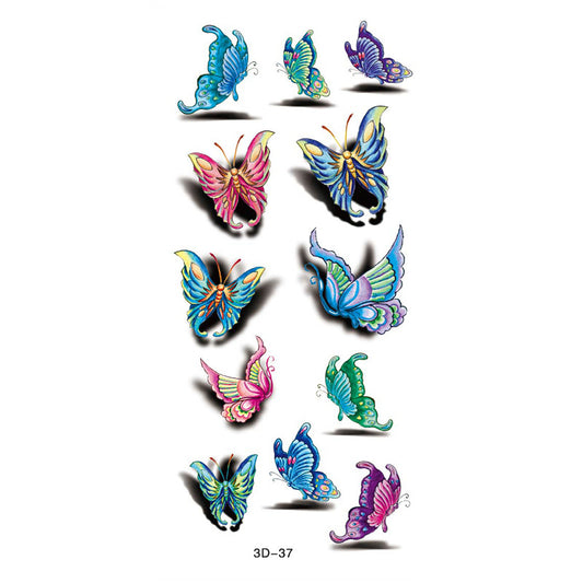 Tatuajes Temporales de Rosas y Mariposas - Impresión a Color Resistente al Agua