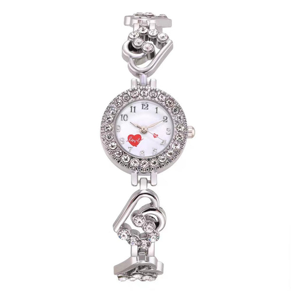 Reloj de Pulsera Dama con Diamante en Forma de Corazón y Esfera Pequeña