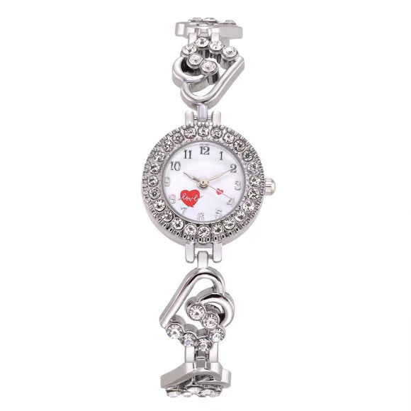 Reloj de Pulsera Dama con Diamante en Forma de Corazón y Esfera Pequeña