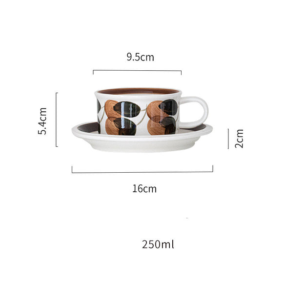 Taza de Café Medieval Artesanal Pintada a Mano con Plato Juego Vintage