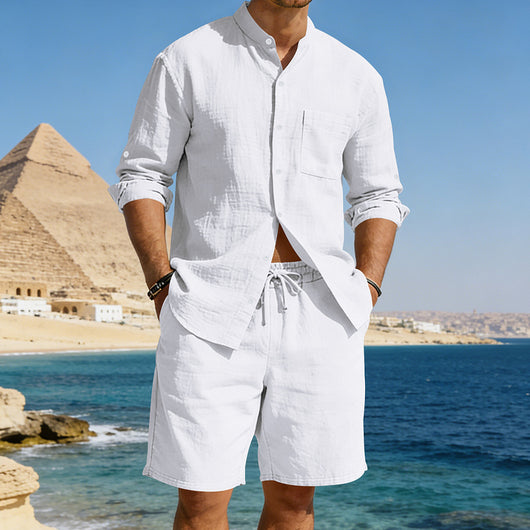 Conjunto de Camisa y Shorts de Lino para Hombre - Image 14