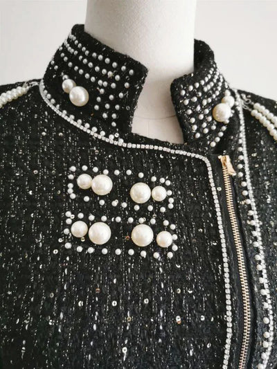 Chaqueta de Lentejuelas Perladas con Borlas y Cuentas para Mujer - Image 8