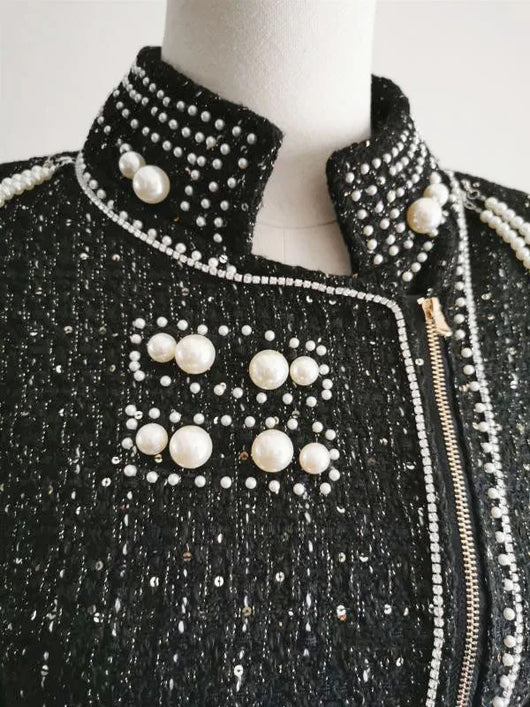 Chaqueta de Lentejuelas Perladas con Borlas y Cuentas para Mujer - Image 8