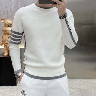 Suéter de Cuello Redondo a Rayas - Pullover Versátil para Hombre Joven - Image 37