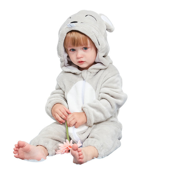 Pijama Mameluco Infantil Estampado Ratón - Diseño Otoñal en Franela