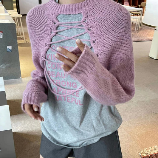 Suéter Poncho Tejido Estilo Slouchy para Otoño