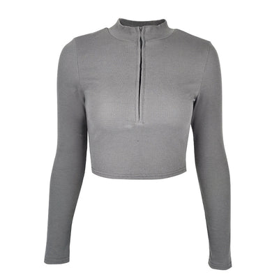 Top Crop Ajustado con Cierre de Mujer - Diseño Minimalista - Image 5