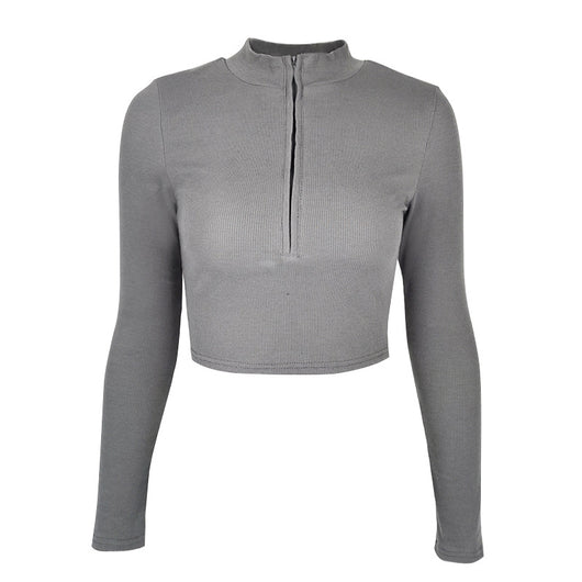 Top Crop Ajustado con Cierre de Mujer - Diseño Minimalista - Image 5