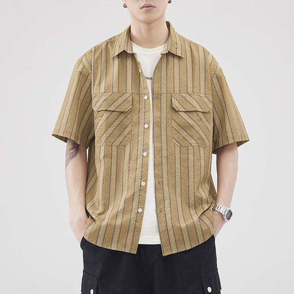 Camisa de Verano Seersucker a Rayas para Hombre