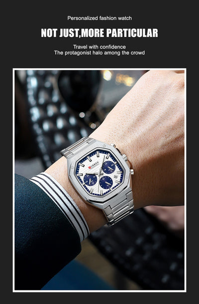 Reloj de Negocios Acero Inoxidable con Calendario de Seis Pines - Image 12