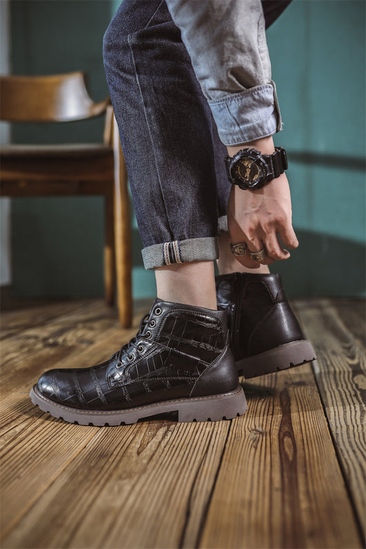 Botas de Cuero Retro con Cierre Lateral para Aventuras Urbanas - Image 16
