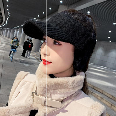 Gorro de Lana Tejido para Mujer con Protección de Terciopelo - Otoño e Invierno - Image 3