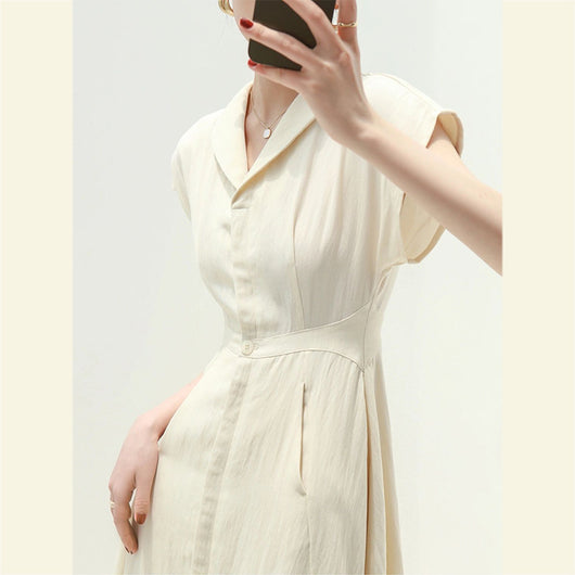 Vestido Camisero de Algodón y Lino Blanco para Verano
