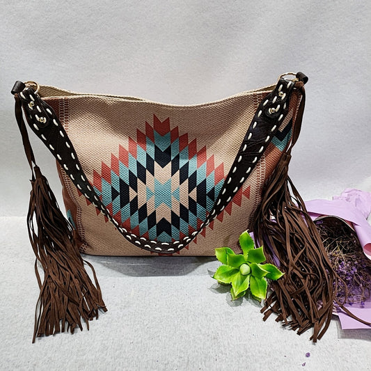 Bolso de Hombro Tejido a Mano en Algodón y Lino - Image 2