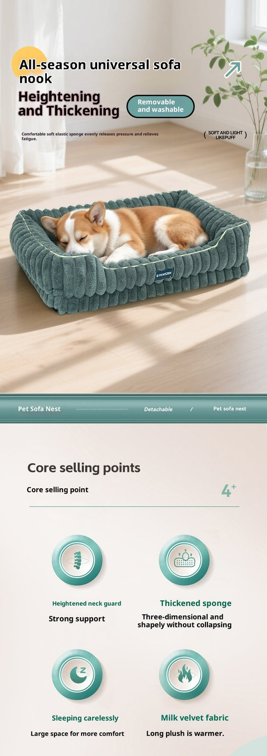 Cama para Mascotas Grande Cuadrada con Pelaje de Conejo a Rayas - Image 10