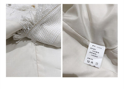 Abrigo Tweed Estilo Hepburn con Hombreras y Flecos Coreano - Image 12