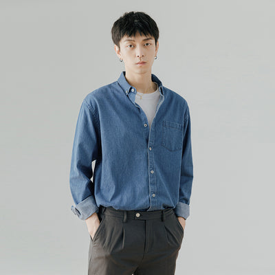 Camisa Denim Manga Larga Casual para Hombre - Estilo Versátil y Moderno - Image 5