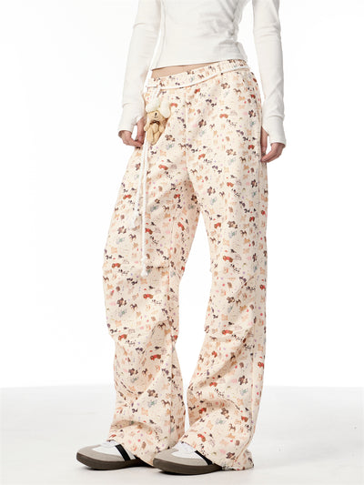 Pantalones Anchos Casuales con Estampado de Cachorro Dibujado a Mano - Image 9