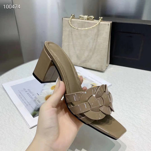 Sandalias y Pantuflas de Tacón Alto en Cuero para Mujer - Image 3