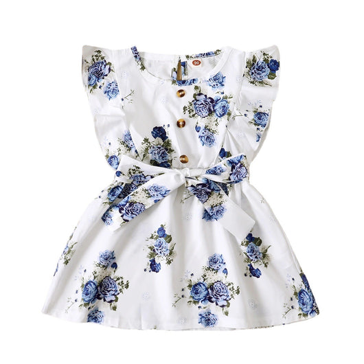 Vestido Infantil Floral con Volantes y Cinturón para Niñas - Image 7