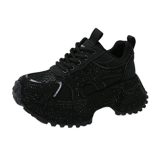 Zapatillas Deportivas Plataforma Gruesa para Mujer con Brillo y Cristales - Amarillo Claro - Image 22