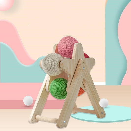 Juguete Interactivo de Madera para Gatos con Pelota Colgante