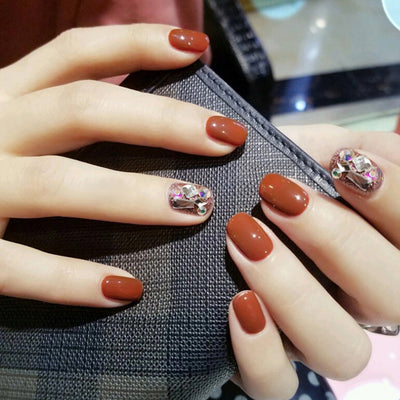 Uñas Postizas Removibles Diseño Fresa Corazón Mariposa Cortas - Image 5