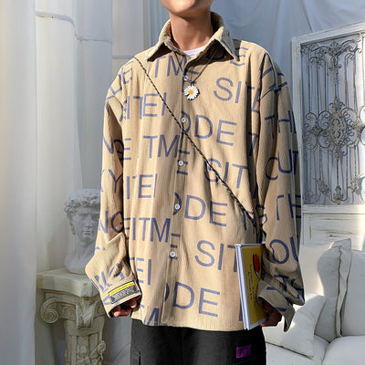 Camisa de Pana Estampada Casual de Manga Larga para Hombre - Image 7