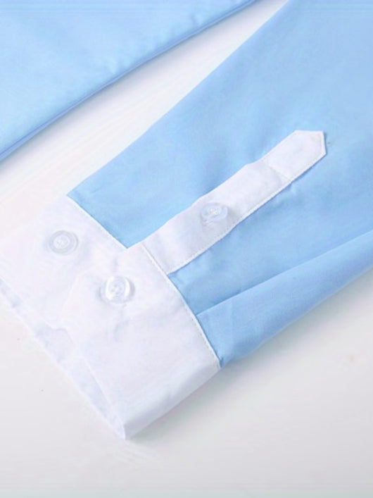 Camisa Ejecutiva Bicolor de Manga Larga para Adolescentes - Image 5
