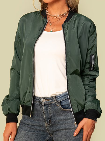 Chaqueta Exterior Mujer de Color Sólido con Cierre - Estilo Europeo Otoño - Image 16