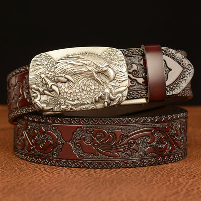 Cinturón de Cuero con Hebilla Automática y Águila Grabada Personalizada - Image 9