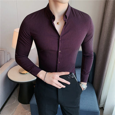 Camisa de Negocios Slim Fit con Rayas Oscuras - Image 11