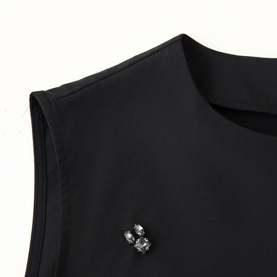 Blusa sin Mangas con Diseño Irregular y Volantes Perlados para Mujer - Image 4