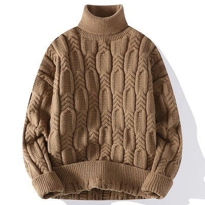 Suéter de Cuello Alto Trenzado para Hombre - Abrigo Casual y Cálido