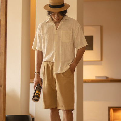 Camisa Vintage Hombre Jacquard Calada