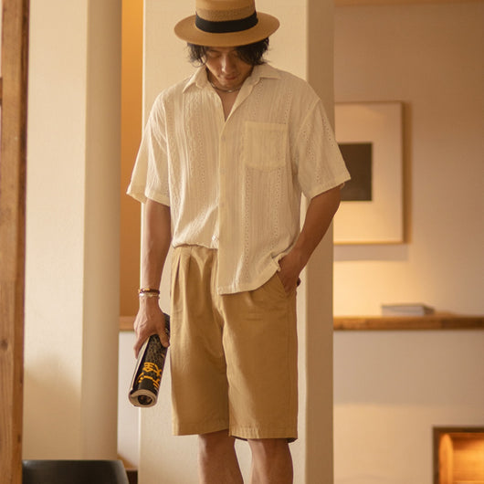 Camisa Vintage Hombre Jacquard Calada