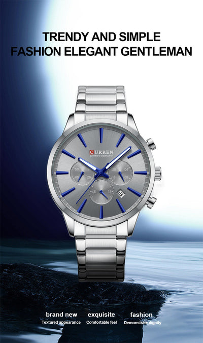 Reloj de Negocios Impermeable para Hombre con Calendario de Seis Manecillas - Image 7
