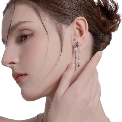 Aretes Barrocos de Perla Cultivada con Borla Larga - Image 4