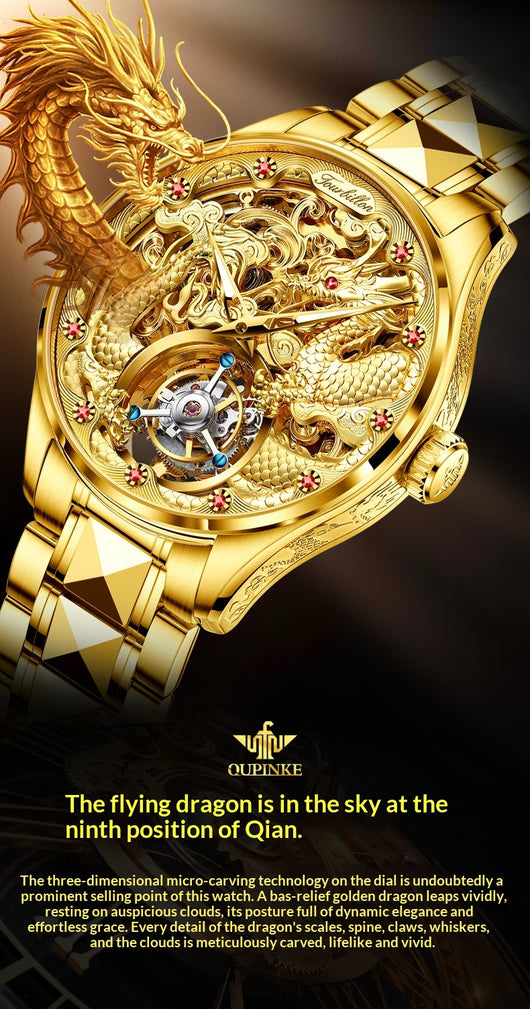 Reloj de Lujo Dorado para Hombre con Tourbillón Resistente al Agua - Image 11