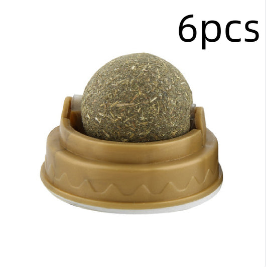 Catnip ball with a rotating base, designed for cats as a treat and molar teeth cleaning toy. - Image 8