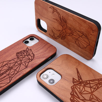 Funda Protectora de Madera Maciza con Diseño Animal 3D para Teléfono - Image 10
