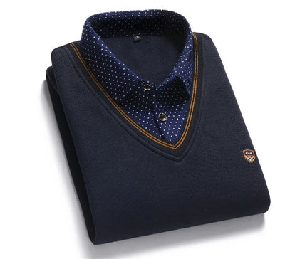 Suéter para Hombre con Cuello Falso de Dos Piezas - Image 13