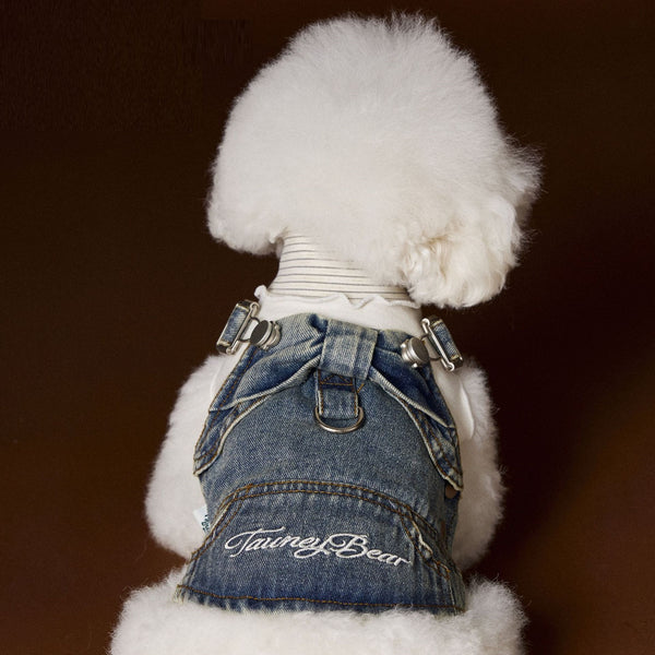 Falda Denim Tipo Peto sin Mangas para Perros Pequeños y Medianos