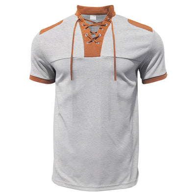 Camiseta Casual Hombre Estilo Medieval con Cuello Cordón - Image 38