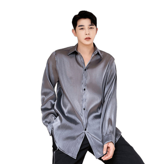 Camisa Suelta Elegante para Hombre - Tela Sedosa y Semitransparente - Image 5