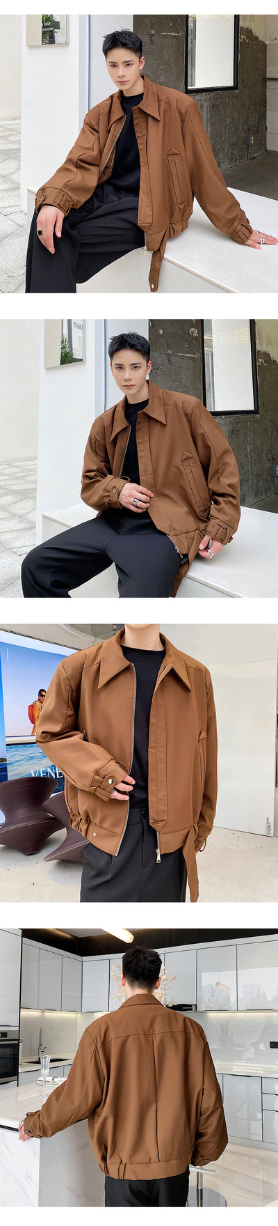 Abrigo Suelto para Hombre con Solapa y Protección Contra el Viento - Image 13