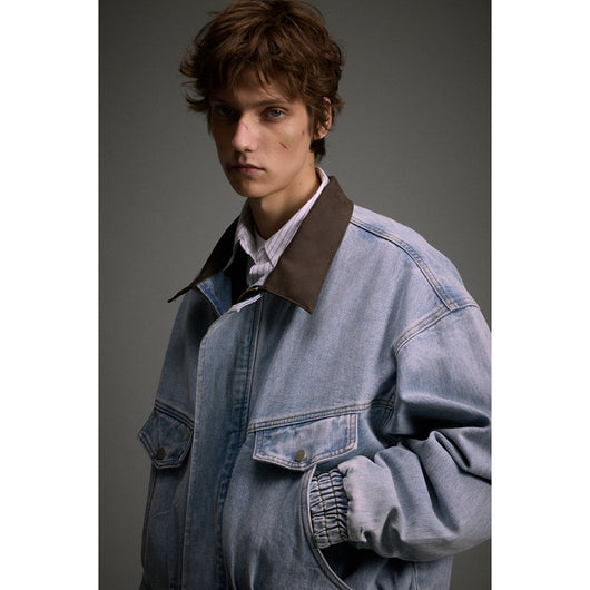 Chaqueta Denim Motociclista Holgada Deslavada para Hombre y Mujer - Image 4