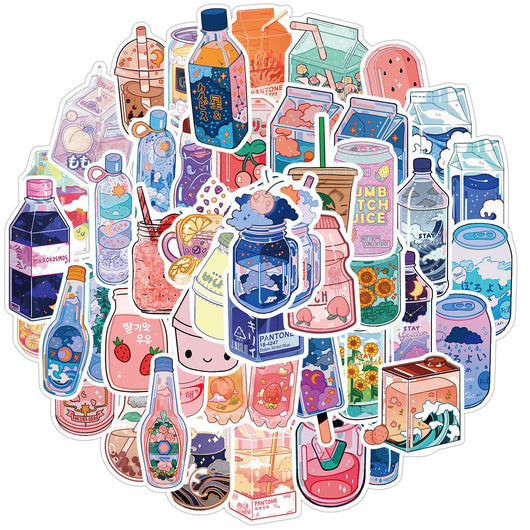 A large collection of cute cartoon animal stickers, including a monkey, pig, shark, penguin, elephant, and more, arranged in a circle. - Image 11