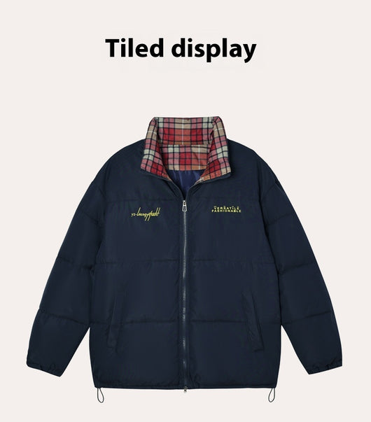 Abrigo Acolchado de Algodón con Cuello Alzado y Costuras Escocesas - Image 9